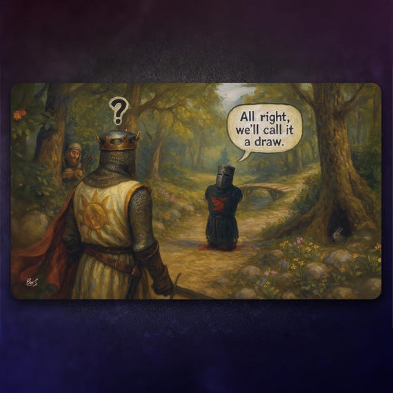 Tapis De Jeu MTG 24x14 Pouces – Ultra Résistant, Antidérapant, Avec Zones Délimitées Et Sac De Rangement – Motif Arbre De Combat