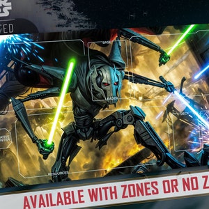 Tapete de jogo TCG Star Wars: Unlimited compatível - General Grievous - 600 x 350 mm (24" x 14"), 3 mm de espessura - Mousepad para jogo de cartas colecionáveis