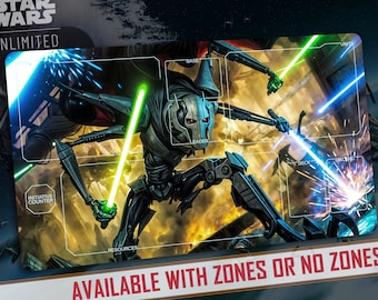 General Grievous Playmat: Star Wars Unlimited TCG Stitched Edges Extra  Thick 24×14 in