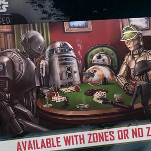 Speelkleed TCG Star Wars: onbeperkt compatibel - Poker Night, alleen droids! - 24" x 14" inch (600 x 350 mm, 3 mm dik) - ruilkaartspel