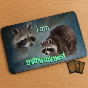 I am trying my best | Parody Inspired by Magic the Gathering Playmat, Flesh and Blood, FaB, MTG, TCG - 24" x 14" inches (600 x 350 mm)