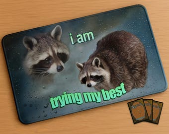 I am trying my best | Parody Inspired by Magic the Gathering Playmat, Flesh and Blood, FaB, MTG, TCG - 24" x 14" inches (600 x 350 mm)