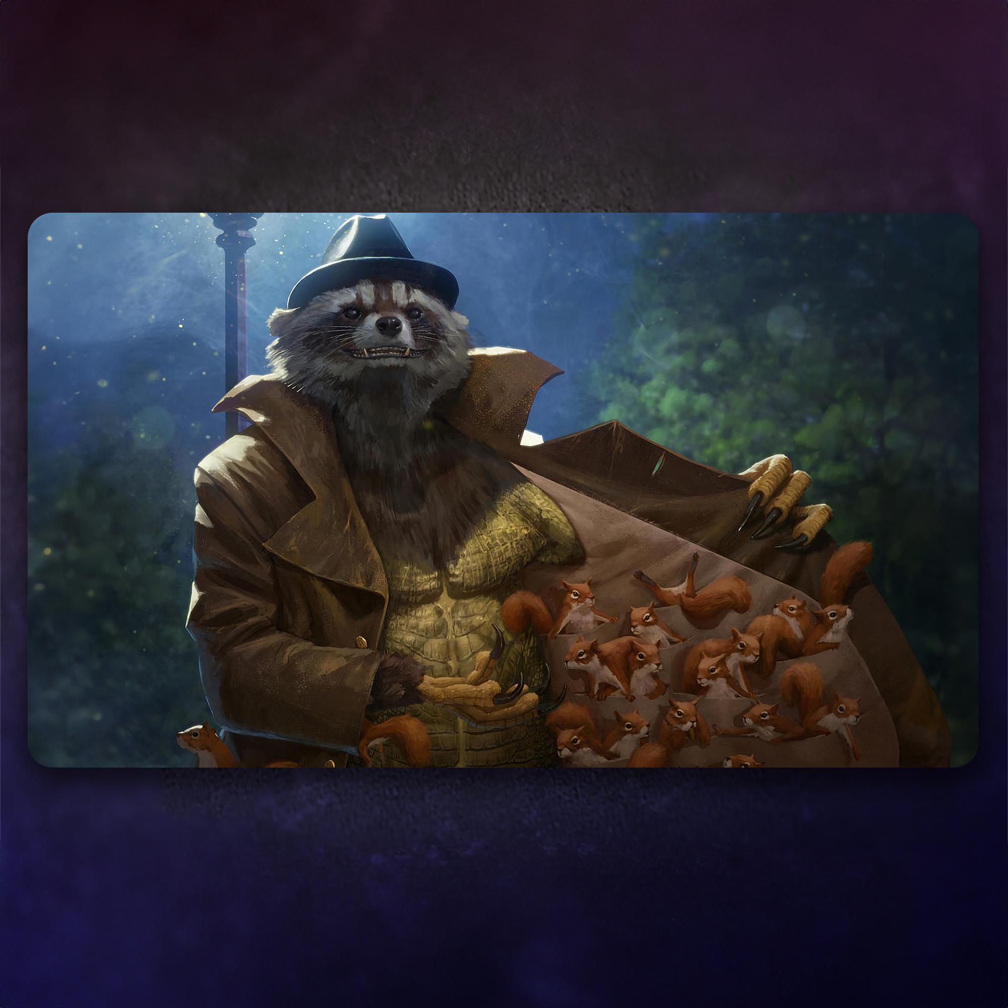 Funny MTG Playmat : Squirrel Mobster | Stitched Edges Extra Thick