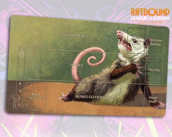 Funny Riftbound Playmat: Dramatic Possum | Stitched Edges, Extra Thick (Durable) | 24×14 in