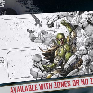 Tapete de juego TCG Star Wars: Unlimited compatible - Fett vs Stormtroopers - 600 x 350 mm - Tapete de juego de cartas coleccionables, tapete de jugador