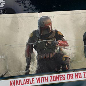 Tapis de jeu TCG Star Wars : Unlimited Compatible - Fett's Last Stand - 24 x 14 pouces (600 x 350 mm, 3 mm d'épaisseur) - Tapis de souris de jeu de cartes à collectionner