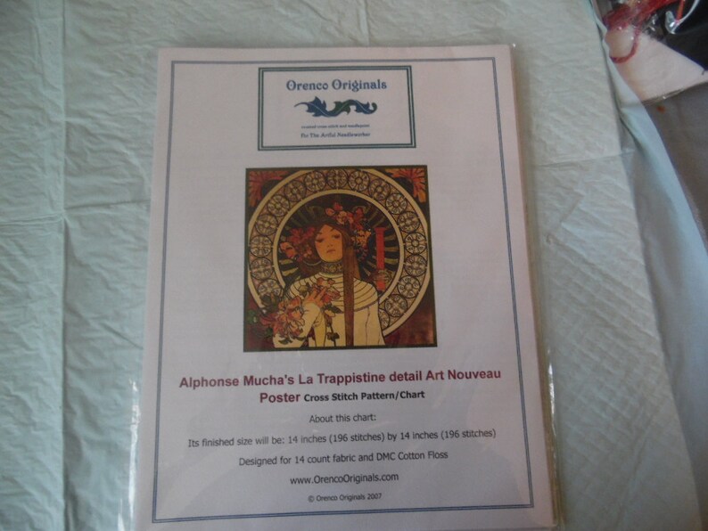 Art Nouveau Alphonse Mucha/'s La Trappistine Poster Counted Cross Stitch Pattern