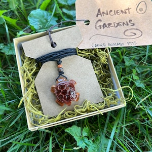 Turtle Pendant, Carved Avocado Stone, Turtle Talisman, Gift Idea, Sea Turtle Necklace, Save the Turtles, Sea Turtle Necklace, Christmas Gift