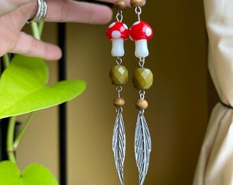 Mushroom Dangle Earrings, Shroom Earrings, Hippie Earrings, Boho Earrings, Gifts for Her, Cheap Gift, Christmas Gift, Cottagecore Earrings