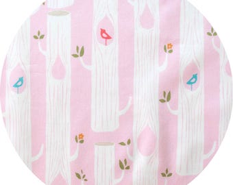 Organic Quilting Cotton: Birch Fabrics, Circa 52, Tree Stripes, pink, 1/2 yard