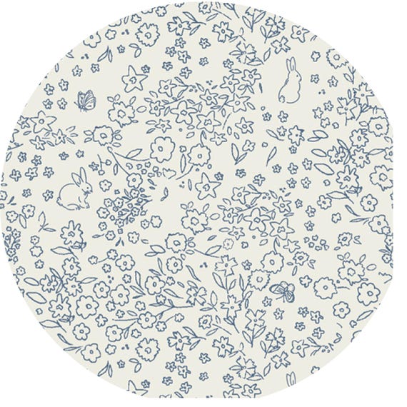 Art Gallery Flannel Fabric: Bedtime Stories Somebunny Print, Soft Cotton