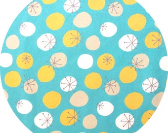 Organic Quilting Cotton: Birch Fabrics, Circa 52, Starburst, teal, 1/2 yard
