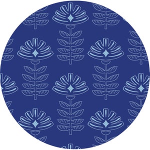 Art Gallery Fabrics: True Blue, Etched Blooms, cobalt, RAYON, 1/2 yard