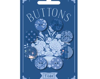 Buttons: Tilda Fabrics, Something Blue, 8 pieces, dark