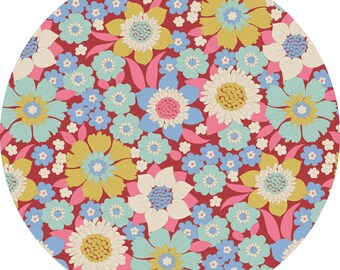 Tilda Fabrics: Wallflower, Lauren, burgundy, 1/2 yard, quilting cotton
