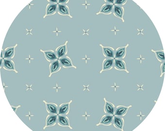 Organic Quilting Cotton: Birch Fabrics, Tall Tales, Lucky Bandana, faded blue, 1/2 yard