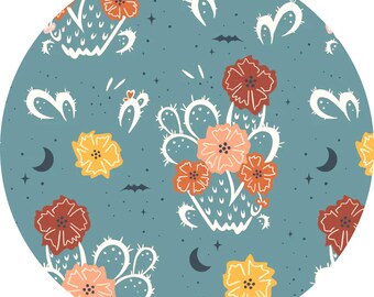 Organic Quilting Cotton: Birch Fabrics, Tall Tales, Night Cactus, 1/2 yard