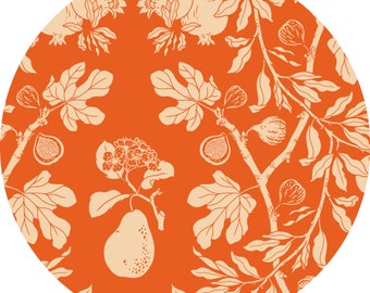 Birch Fabrics: Bountiful, Large Pear Fig and Pom, 1/2 yard, cotton LAWN