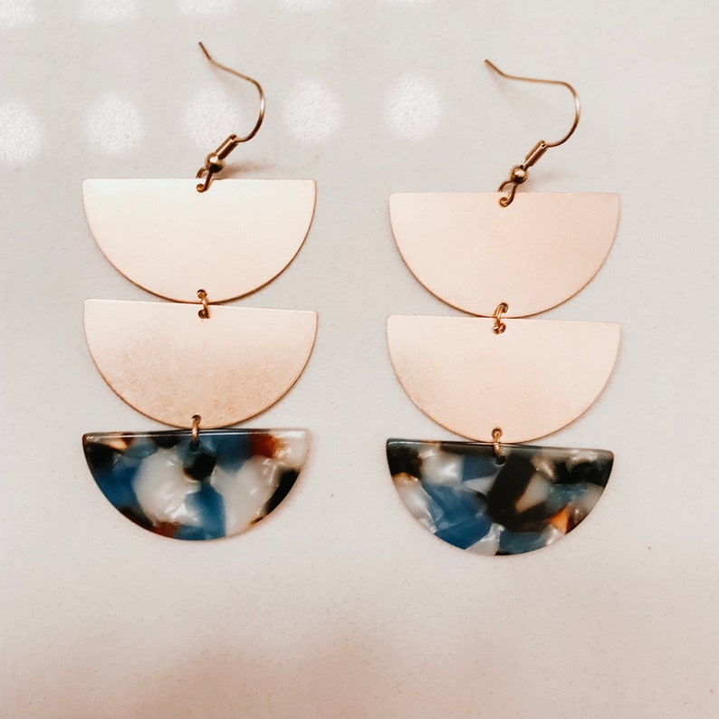 Sonia Geometric TRIPLE Semi Circle Dangle Earrings