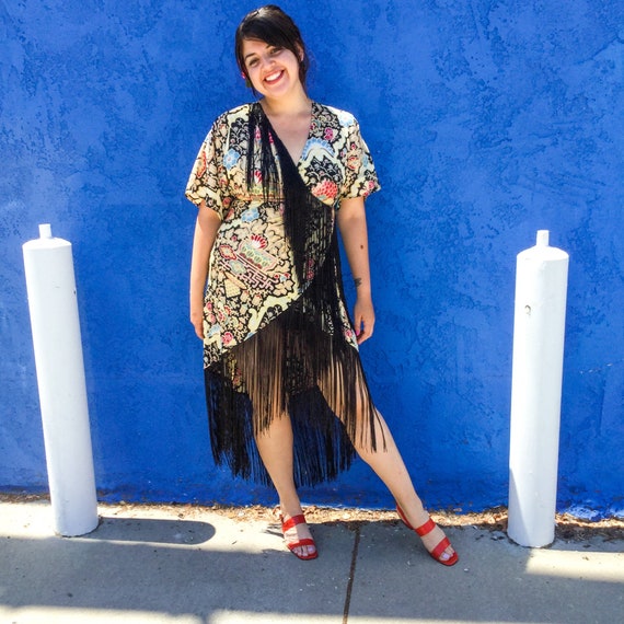 Floral Fringe Wrap Dress