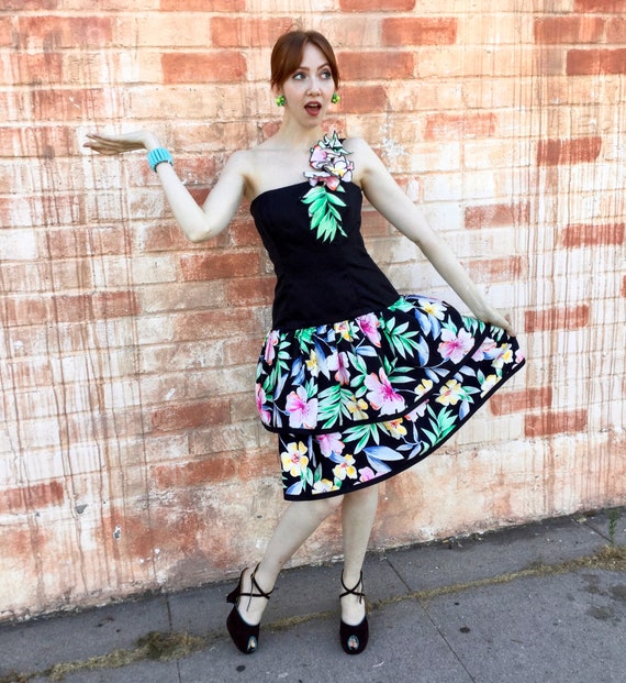 1980’s Tropical Victor Costa Cocktail Dress