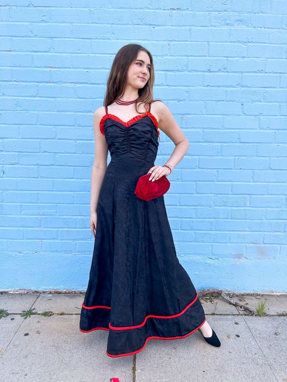 1940's Black and Red Evening Gown