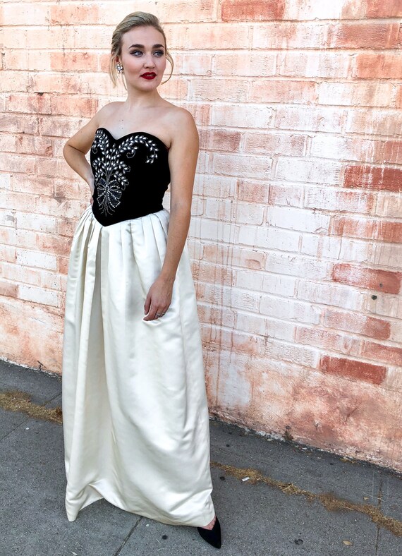 1980’s does 50’s Velvet and Satin Strapless Rhines