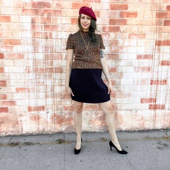 1970’s St. John Black and Cheetah Print Knit Set
