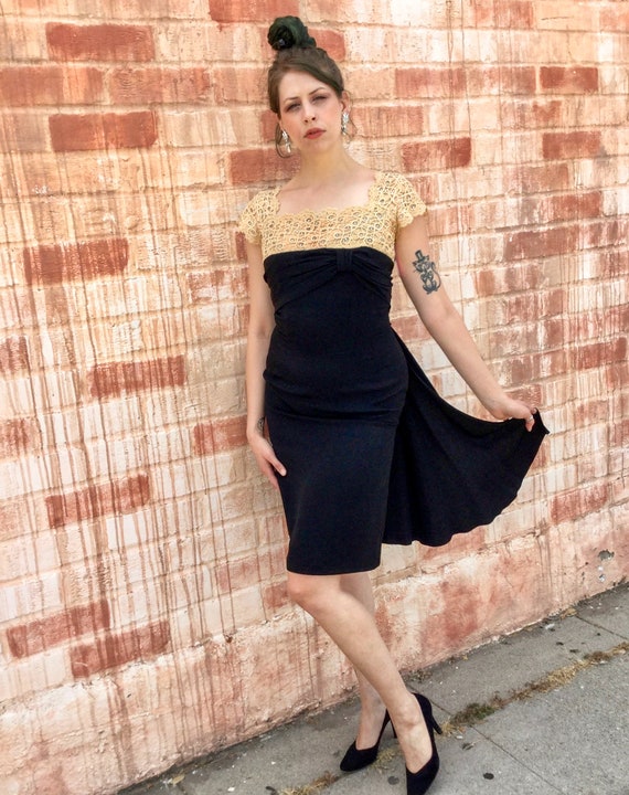 1950s black cocktail dress