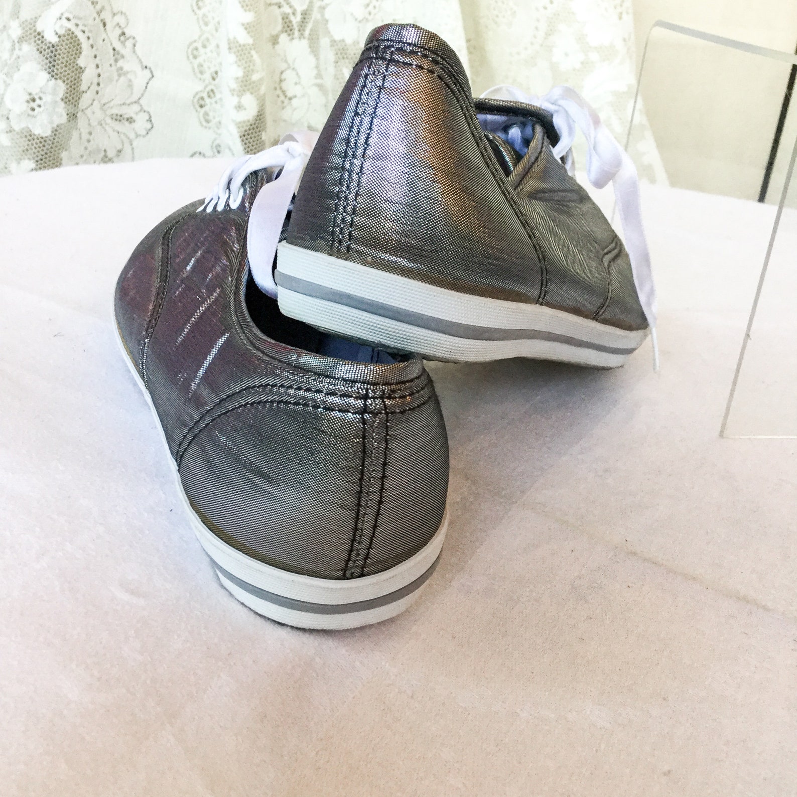 Silver Metallic Tennis Shoes Etsy
