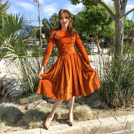 1950’s Rust Velveteen Cocktail Dress