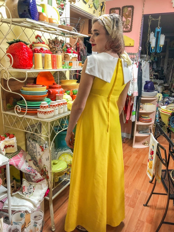 1970’s Yellow Knit Maxi Dress Gem