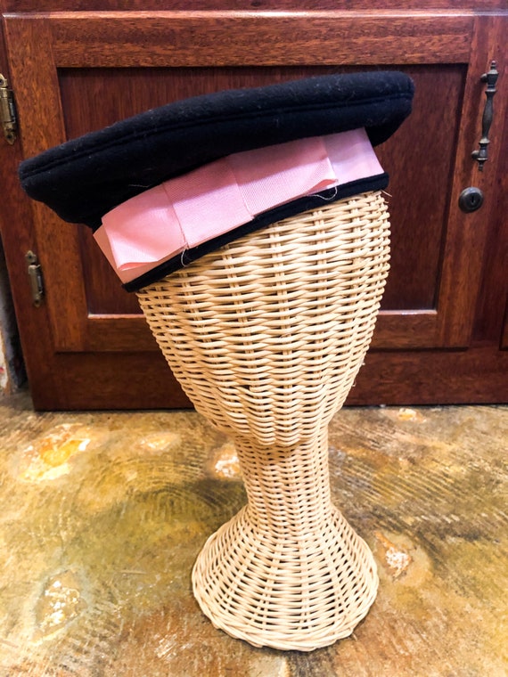 1940's Pink Bow WWII Sailor Hat