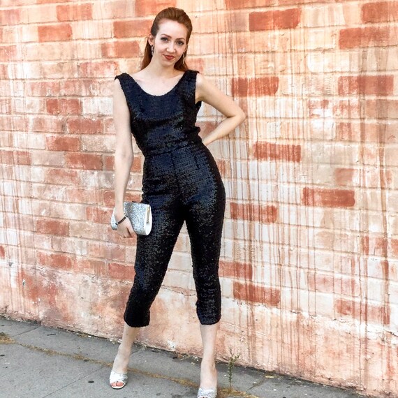 1950’s Black Sequin Cocktail Jumpsuit