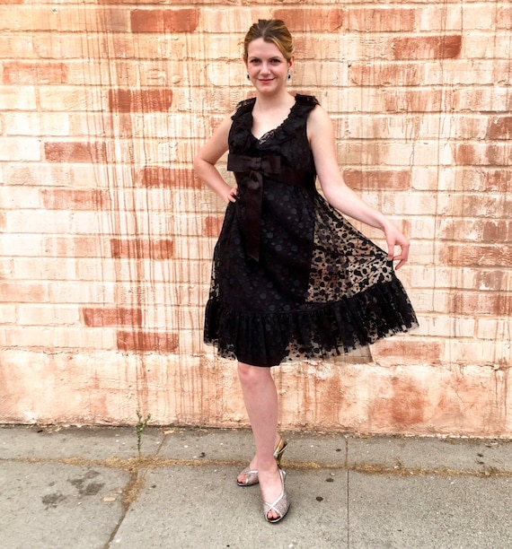 1960’s Black Lace Babydoll Cocktail Dress