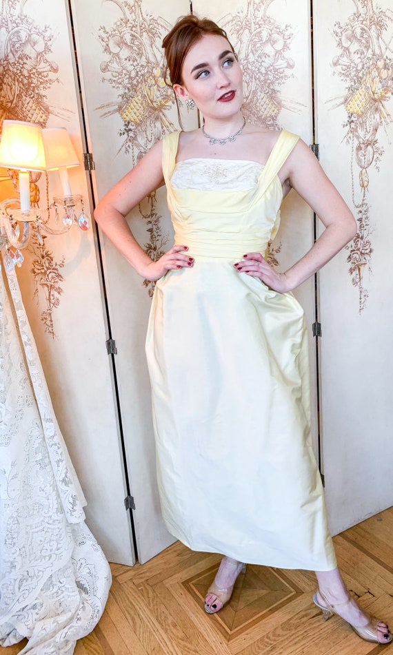 1950’s Pale Yellow Evening Gown