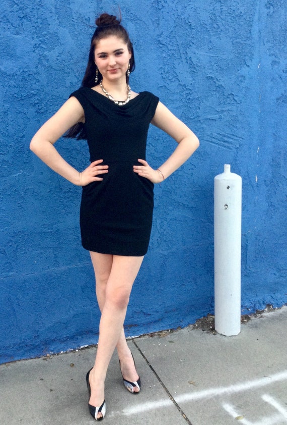 1960’s Mini Little Black Draped Dress