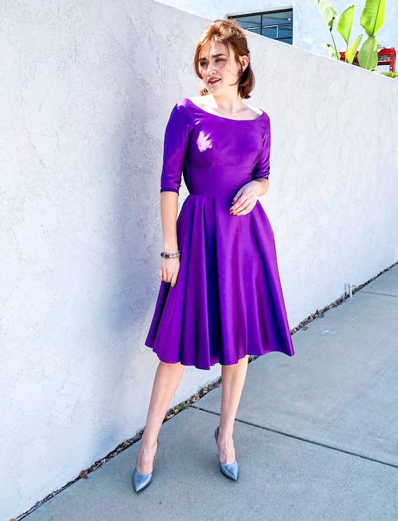 1950’s Satin Amethyst Swing Dress