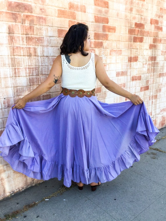 Full Purple Cotton Ruffle Skirt - image 6