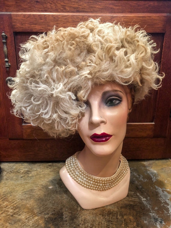 1970's Halston Beige Fur Floppy Beret Hat