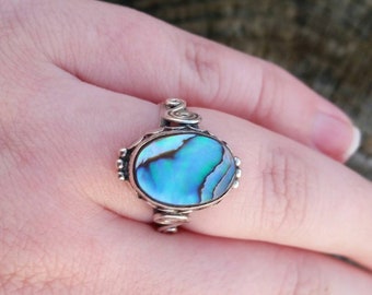 Vintage Sterling Silver Abalone Ring
