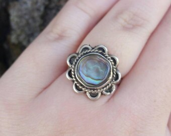Vintage Sterling Silver Abalone Ring