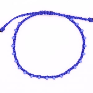 Royal Blue & Periwinkle Bead Braided Bracelet, Micro Braided, Adjustable Friendship Bracelet, Minimalist