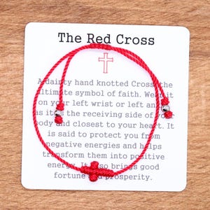 The Red Cross, 3 Cord Thicknesses to Pick From, Protection Bracelet, Pulsera Roja, Red String Bracelet, Dainty Cord Bracelet or Anklet