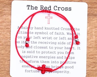 The Red Cross, 3 Cord Thicknesses to Pick From, Protection Bracelet, Pulsera Roja, Red String Bracelet, Dainty Cord Bracelet or Anklet