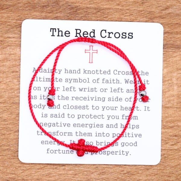 Cruz Roja, 3 grosores de cordón a elegir, pulsera de protección, pulsera roja, pulsera de hilo rojo, pulsera de cordón delicado o tobillera