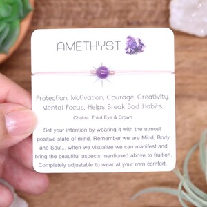 Amethyst Dainty and Adjustable Cord Bracelet, Anklet, or Necklace, Minimalist look, Pick your cord color, size and closure style