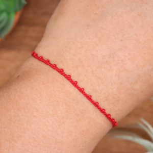 Red & Red Beads, Dainty Seed Bead Bracelet or Anklet, Micro Braided, Adjustable Friendship Bracelet, Minimalist, Stacking bracelet