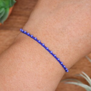 Flätat armband med kungligt blått och periwinkle-pärlor, mikroflätat, justerbara vänskapssmycken, minimalistiskt