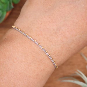 Grey & Gold Beads, Bead Braided, Micro Braided, Adjustable Friendship Bracelet, Minimalist, Lightweight